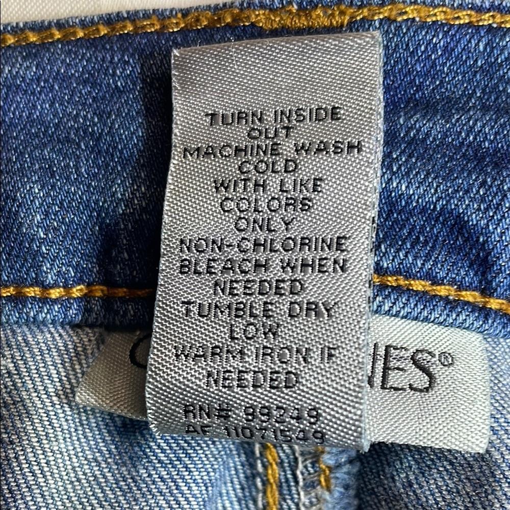 Catherines Blue Straight Leg Jeans with Distressing and Patchwork - Picture 9 of 10
